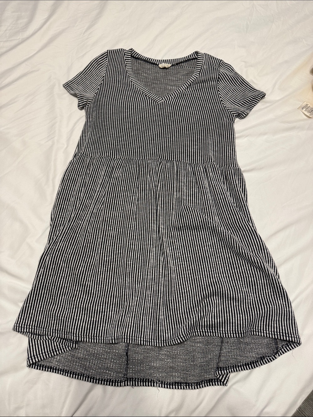 Striped V-Neck Short Sleeve Dress
